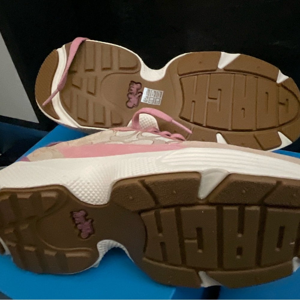 Coach Women's Pink and Cream Sneakers - Picture 4 of 8
